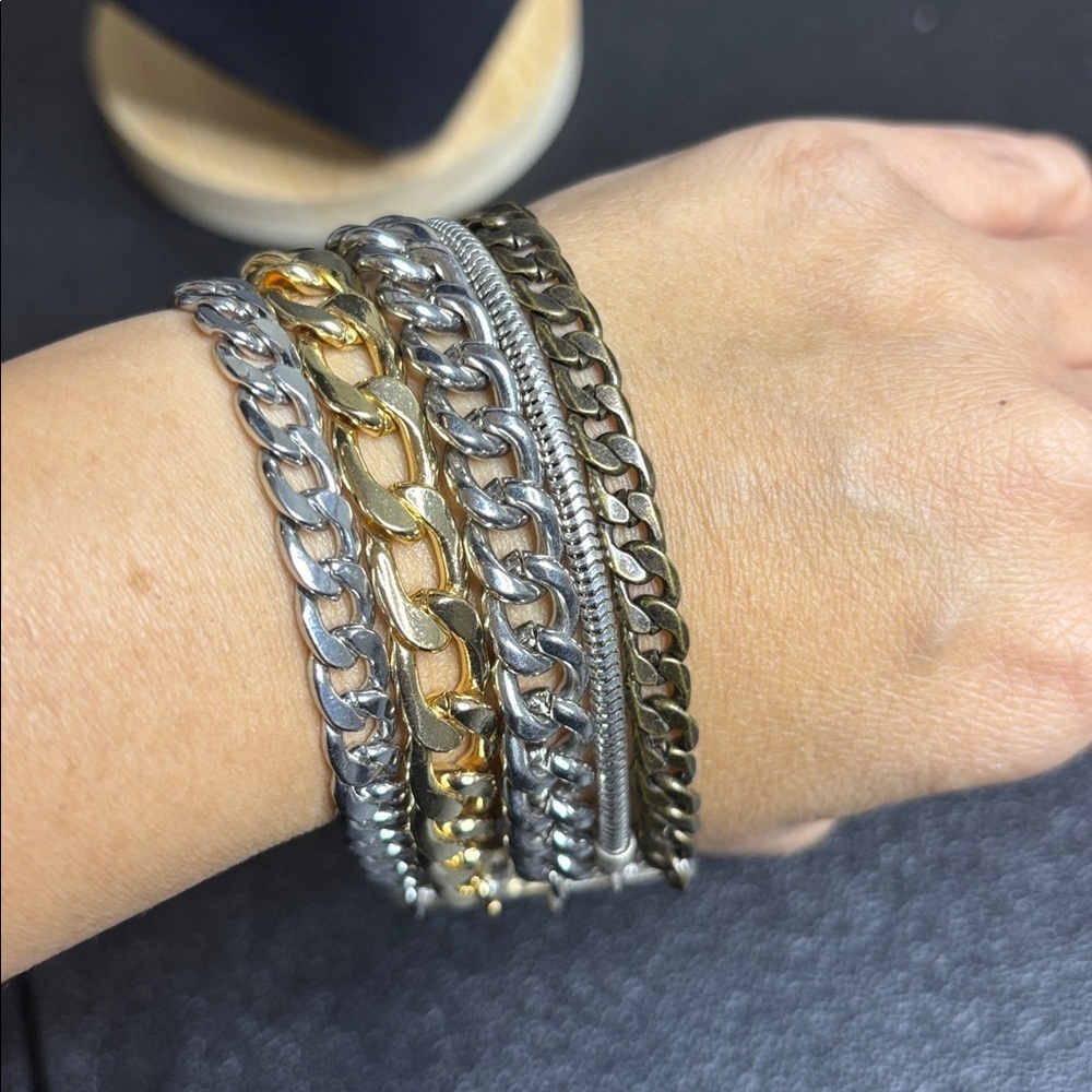 Jenny Bird Mixed Metal Two Tone Austin Chain Link Statement Bracelet - Picture 5 of 5